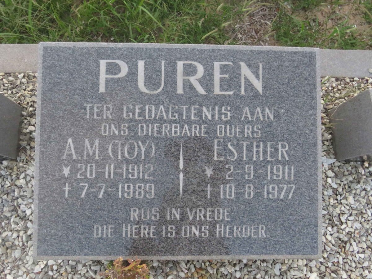 PUREN A.M. 1912-1989 & Esther 1911-1977