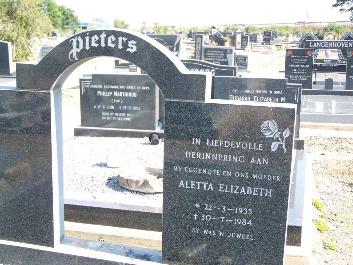 PIETERS Aletta Elizabeth 1935-1984