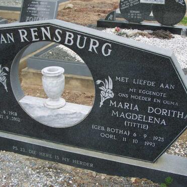 RENSBURG Dawid Cornelius, van 1918-2002 &amp; Maria Doritha Magdelena BOTHA 1925-1993 _2