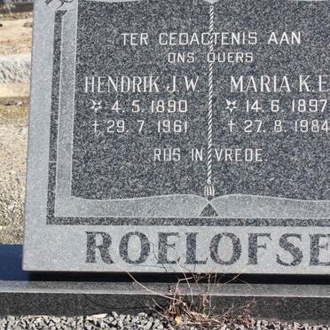 ROELOFSE Hendrik J.W. 1890-1961 &amp; Maria K.E. 1897-1984