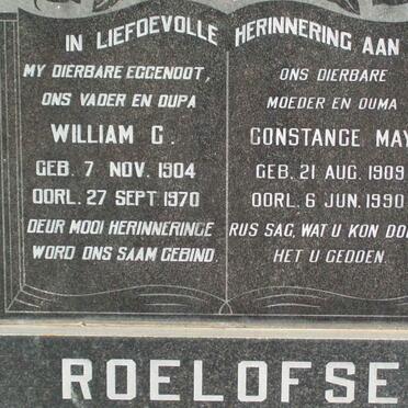 ROELOFSE William C. 1904-1970 &amp; Constance May 1909-1990