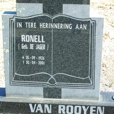 ROOYEN Ronell, van nee DE JAGER 1926-2001