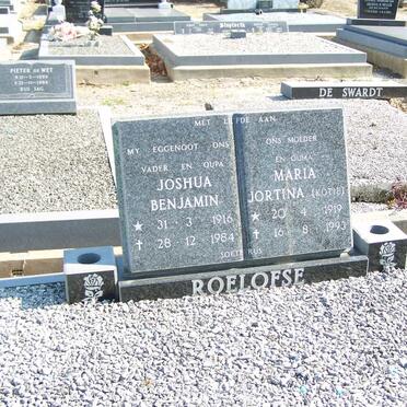 ROELOFSE Joshua Benjamin 1916-1984 &amp; Maria Jortina 1919-1993