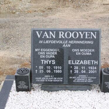 ROOYEN Thys, van 1910-1980 &amp; Elizabeth1924-2001