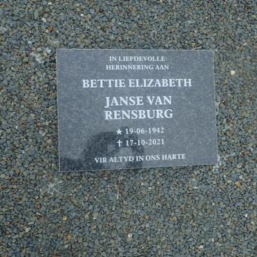 RENSBURG Bettie Elizabeth, Janse van 1942-2021
