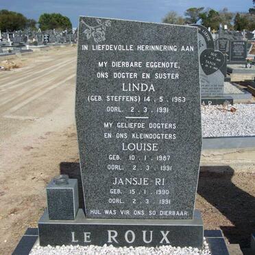 ROUX Linda, le nee STEPHENS 1963-1991 :: LE ROUX Louise 1987-1991 :: LE ROUX Jansje 1980-1991