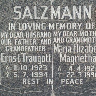 SALZMANN Ernst Traugott 1923-1994 &amp; Maria Elizabeth Magrietha 1925-1996