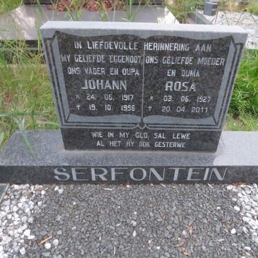 SERFONTEIN Johann 1917-1996 &amp; Rosa 1927-2011