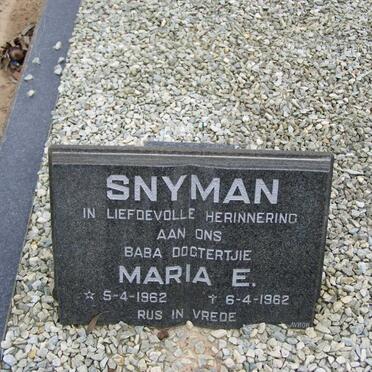 SNYMAN Maria E. 1962-1962