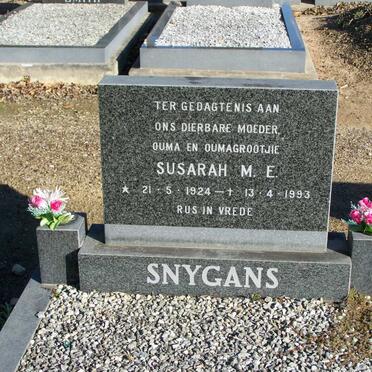 SNYGANS Susarah M.E. 1924-1993