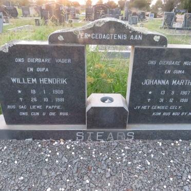STEARS Willem Hendrik 1900-1981 & Johanna Marthina 1907-1981