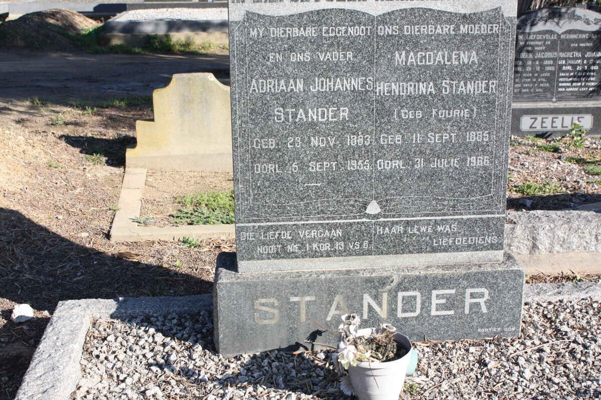 STANDER Adriaan Johannes 1883-1955 &amp; Magdalena Hendrina FOURIE 1885-1966
