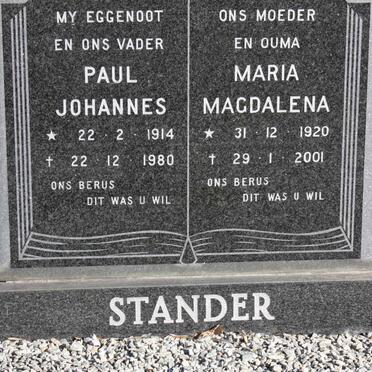 STANDER Paul Johannes 1914-1980 &amp; Maria Magdalena 1920-2001