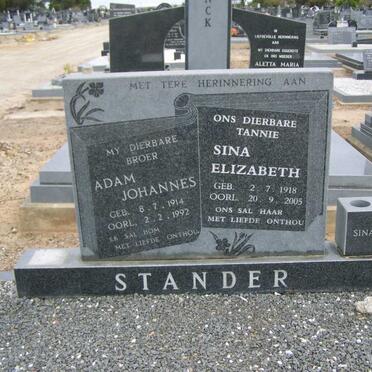STANDER Adam Johannes 1914-1992 &amp; Sina Elizabeth 1918-2005
