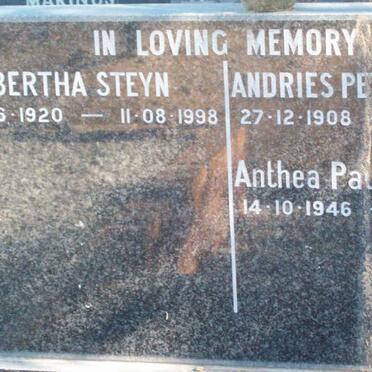 STEYN Andries Petrus 1908-1994 &amp; Bertha 1920-1998 :: AHRENS Anthea Pauline 1946-1995