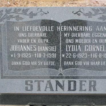 STANDER Johannes 1925-1991 &amp; Lydia Cornelia 1923-1990