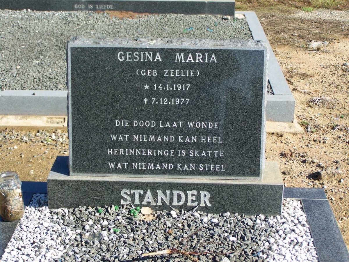 STANDER Gesina Maria nee ZEELIE 1917-1977