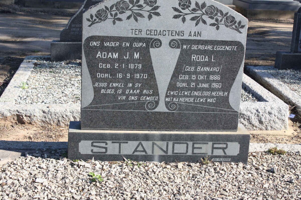 STANDER Adam J.M. 1879-1970 &amp; Roda L. BARNARD 1886-1960