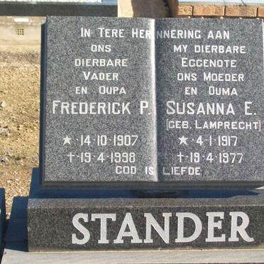 STANDER Frederick P. 1907-1998 &amp; Susanna E. LAMPRECHT 1917-1977