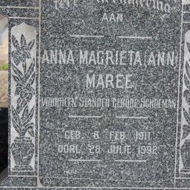 MAREE Anna Magrieta voorheen STANDER nee SCHOEMAN 1911-1992