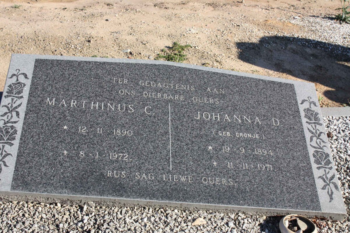 SWARDT Marthinus C., de 1890-1972 &amp; Johanna D. CRONJE 1894-1971