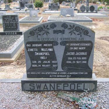 SWANEPOEL Jacob Jacobus 1889-1966 &amp; Jeanetta Wilhelmina NEL 1903-1987