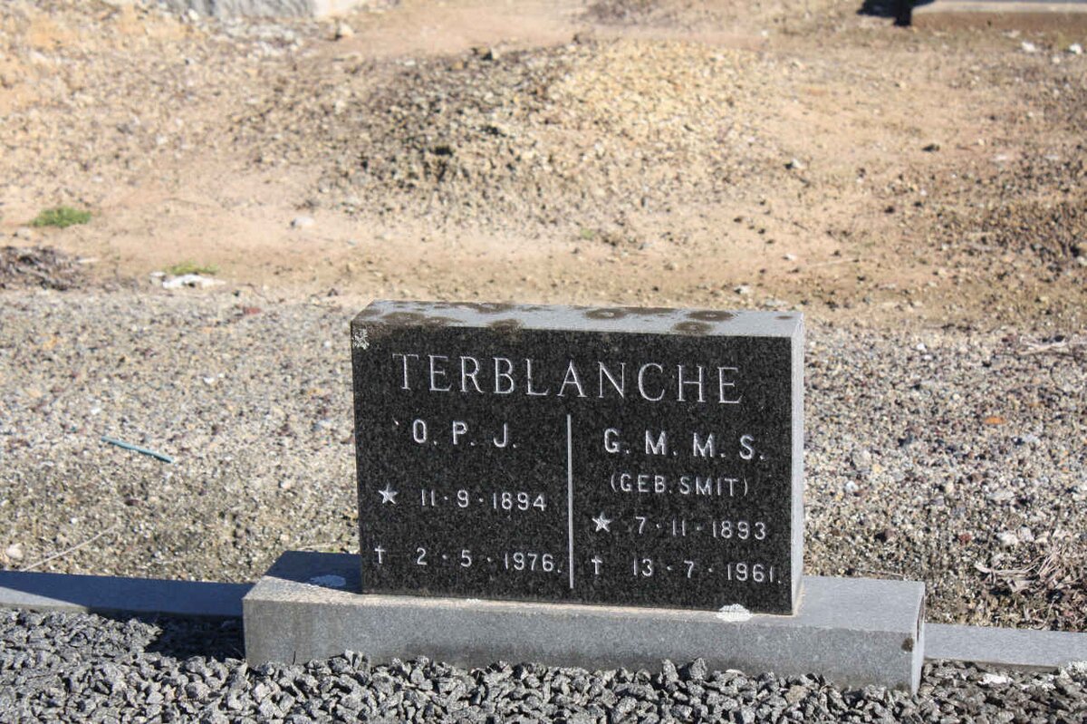 TERBLANCHE O.P.J.  1894-1976 &amp; G.M.M.S. SMIT 1893-1961