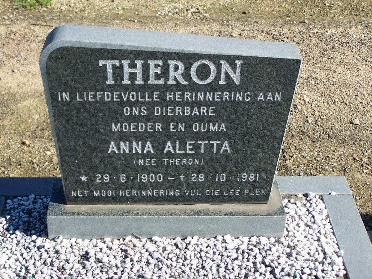 THERON Anna Aletta nee THERON 1900-1981