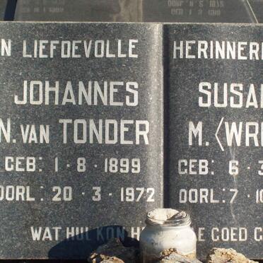 TONDER Johannes N., van 1899-1972 &amp; Susanna M. WRIGHT 1902-1995