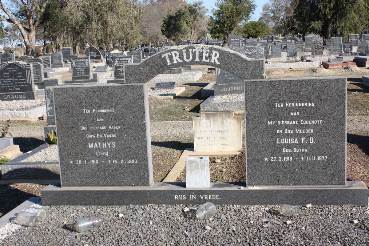 TRUTER Mathys 1916-1993 &amp; Louisa F.D. BOTHA 1918-1977