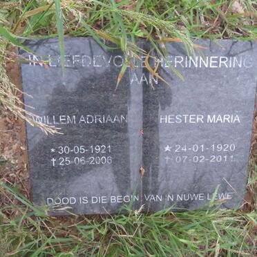 VOLSCHENK Willem Adriaan 1921-2006 &amp; Hester Maria 1920-2011