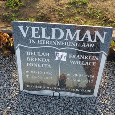 VELDMAN Franklin Wallace 1956-2017 & Beulah Brenda Tonetta 1950-2017