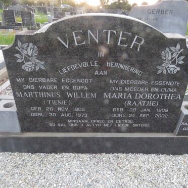 VENTER Marthinus Willem 1905-1973 &amp; Maria Dorothea 1909-2002