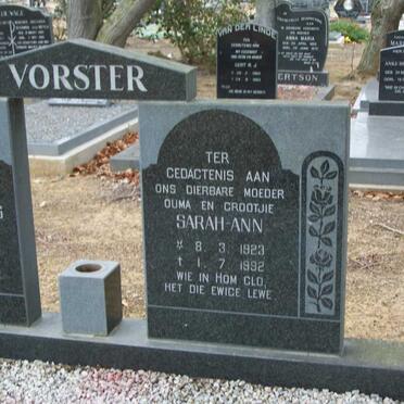 VORSTER Pieter Jacobus 1921-1987 &amp; Sarah-Ann 1923-1992