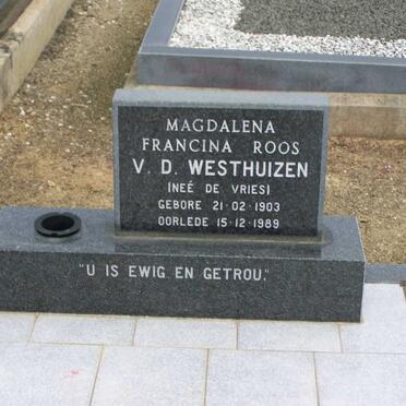 WESTHUIZEN Magdalena Francina Roos, van der nee DE VRIES 1903-1989