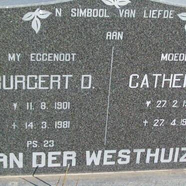 WESTHUIZEN Burgert D., van der 1901-1981 &amp; Catherina 1931-1988