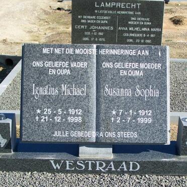 WESTRAAD Ignatius Michael 1912-1998 &amp; Susanna Sophia 1912-1999