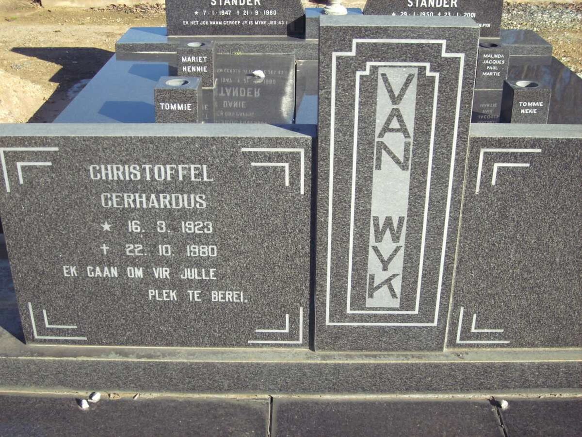 WYK Christoffel Gerhardus, van 1923-1980