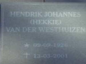 WESTHUIZEN Hendrik Johannes, van der 192?-2001