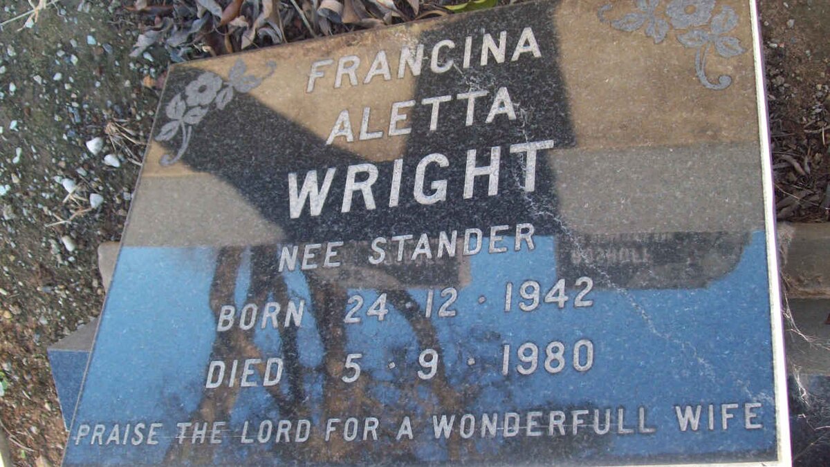WRIGHT Francina Aletta nee STANDER 1942-1980