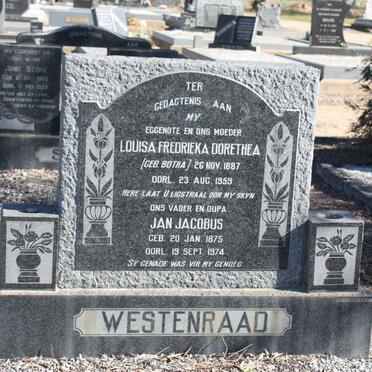 WESTENRAAD Jan Jacobus 1875-1974 &amp; Louisa Fredrieka Dorethea BOTHA 1887-1959