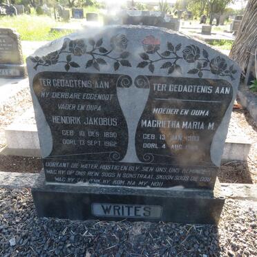 WRITES Hendrik Jakobus 1890-1962 &amp; Magrietha Maria M. 1903-1969