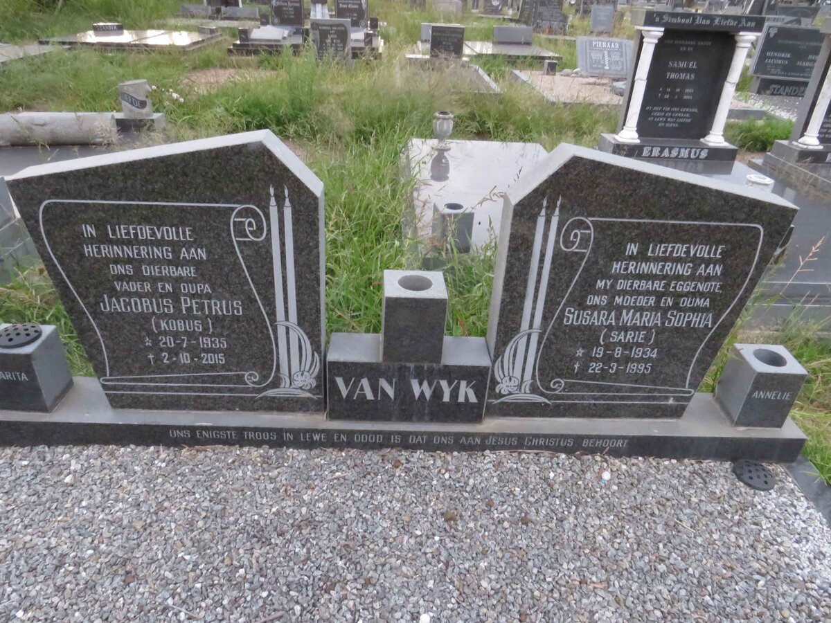WYK Jacobus Petrus, van 1935-2015 &amp; Susara Maria Sophia 1934-1995