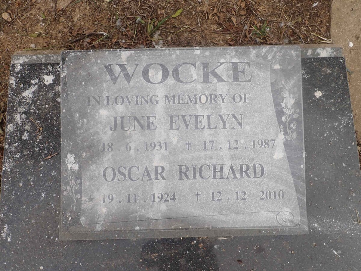 WOCKE Oscar Richard 1924-2010 & June Evelyn 1931-1987