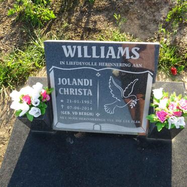 WILLIAMS Jolandi Christa nee V.D. BERGH 1982-2014