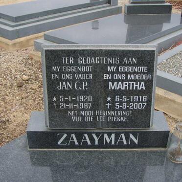 ZAAYMAN Jan C.P. 1920-1987 &amp; Martha 1916-2007