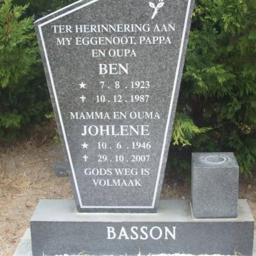 BASSON Ben 1923-1987 &amp; Johlene 1946-2007