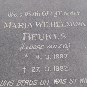BEUKES Maria Wilhelmina nee VAN ZYL 1897-1992