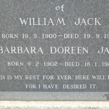 JACK William 1900-1958 &amp; Barbara Doreen 1902-1989