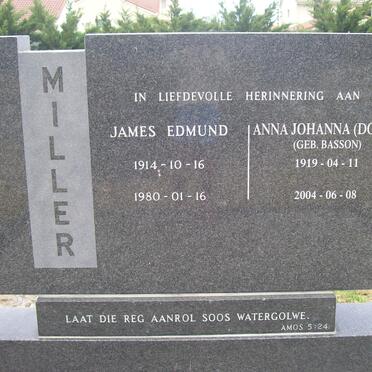 MILLER James Edmund 1914-1980 &amp; Anna Johanna BASSON 1919-2004